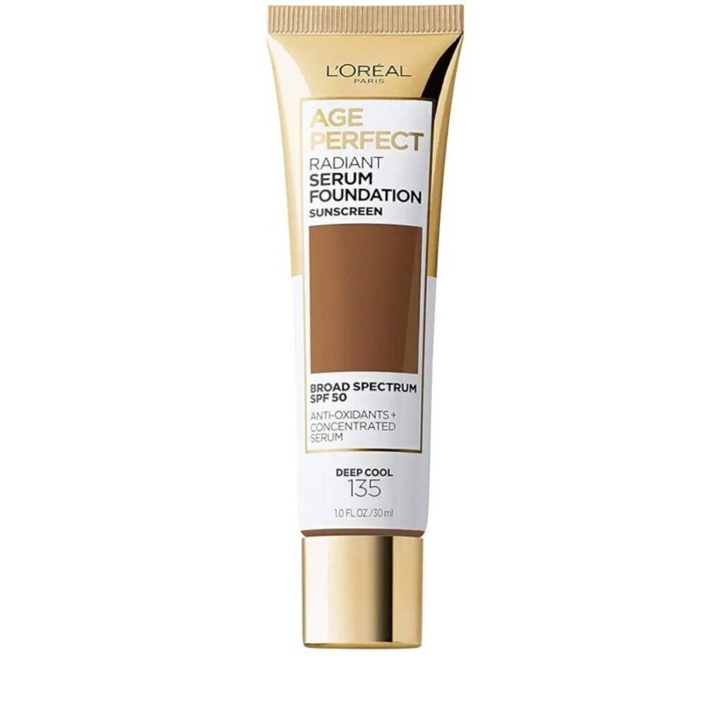 L'OREAL Age Perfect Radiant Serum Foundation, Derp Cool 135, SPF 50, New